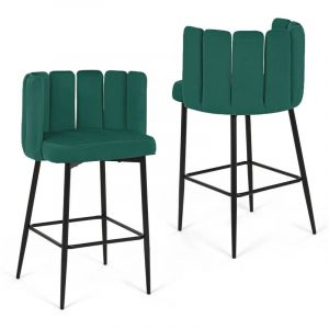 Deco In Paris - Lot de 2 tabourets de bar design en velours vert debby - vert