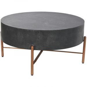 Table basse bois métal bronze noir 90 cm