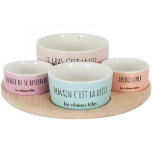 La Chaise Longue Plateau apéro avec 4 coupelles Les vilaines filles