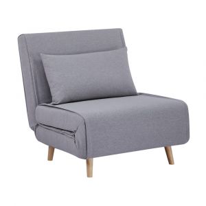 Image de Chauffeuse convertible tissu piétement bois 1 place gris Guest