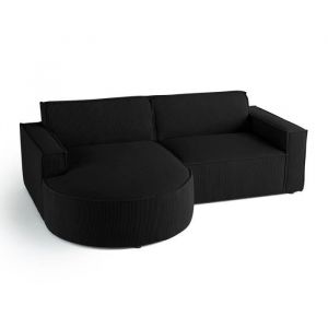 Spiaggia - canapé d'angle gauche - 4 places - en velours côtelé - Noir