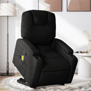VidaXL Fauteuil de Massage Inclinable, Chaise de Relaxation avec Dossier et Repose-pied Réglables, Siège de Salon Salle de Séjour, Moderne, Noir Tissu