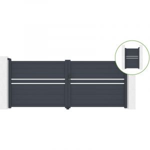 Casanoov - Portail battant 3,5m cimone H.140cm alu + portillon cimone H140 gris