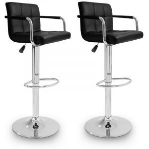 Aga 2x Tabouret de bar avec accoudoirs Noir