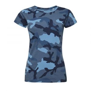 Sol's Tee-Shirt Femme Col Rond CAMO Blue Camo 01187 - Taille S