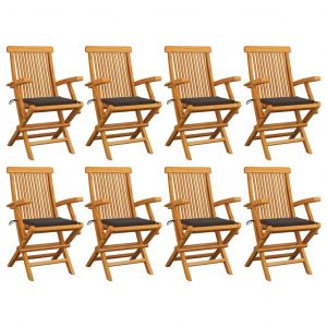 VidaXL Chaises de jardin avec coussins taupe 8 pcs Bois de teck massif - Taupe