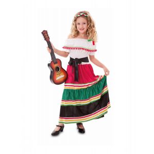 Image de Ruedelafete Déguisement mexicaine colorée fille - Couleur Multicolore - Taille 7 à 9 ans (122-138 cm)