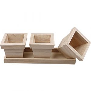 Creotime Mini-jardinière en bois à décorer - 27 x 9 x 9 cm - 1 set de 4 pcs