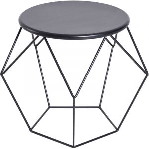 Homcom Table basse ronde design industriel néo-rétro dim. 54L x 54l x 44H cm plateau Ø 40 cm acier noir 54x54x44cm Noir