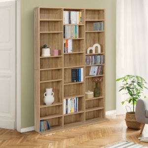 Idmarket Bibliothèque étagère CD CEYLIA 30 cases avec étagères modulables effet bois