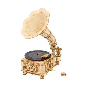 RoboTime - Puzzle 3D mécanique en bois Gramophone (conduite électrique)