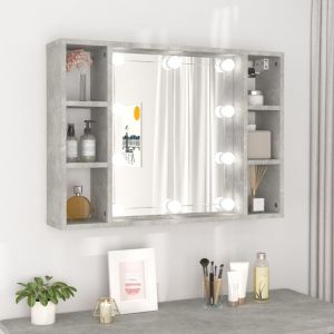Image de VidaXL Armoire &agrave; miroir avec LED Gris b&eacute;ton 76x15x55 cm