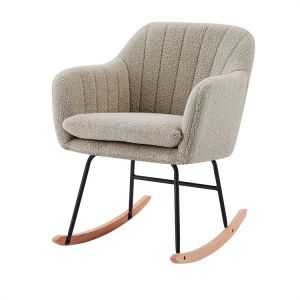 DRAWER Fauteuil rocking chair scandinave ELSA bouclette beige