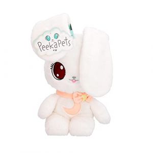 PEEKAPETS Lapin, Peluche Coucou Caché Qui Remue Ses Oreilles Lorsque Vous Appuyez sur Son Ventre, Cadeau Doudou pour Bébés et Enfants 0-4 Ans Coloris aléatoire