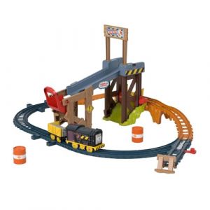 Fisher-Price Coffret de Construction Diesel avec circuit, locomotive motoris&eacute;e et wagon de marchandise, pour enfants &agrave; partir de 3 ans,JBW20