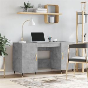 VidaXL Bureau Gris B&eacute;ton 140x50x75 Cm Bois D'ing&eacute;nierie