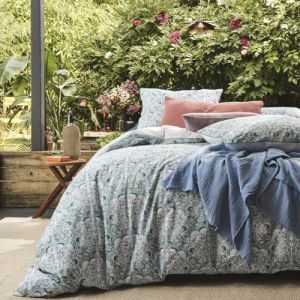 Essix Housse de couette en percale de coton Bleu 200x200 cm