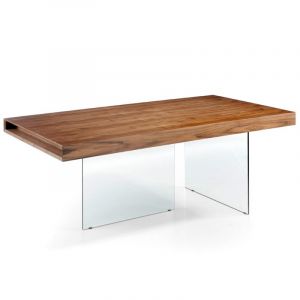 Image de Table à manger placage noyer pieds en verre L200