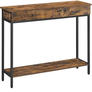 Image de Songmics VASAGLE Table Console, Table d'Entrée,avec 2 Tiroirs, Cadre en Acier, Marron Rustique et Noir LNT015B01