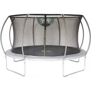 Habitat et Jardin Trampoline avec filet int&eacute;rieur et panier de basket "jumper" &Oslash;4,25 m - Gris
