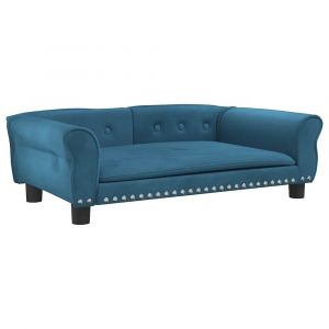 Lit pour chien panier canapé confortable 95 x 55 x 30 cm velours Bleu 02_0043019