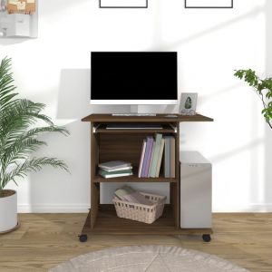 VidaXL Bureau d'ordinateur Chêne marron 80x50x75 cm Bois d'ingénierie