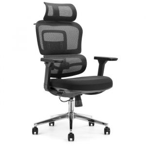 Waytex Fauteuil de Bureau Ergonomique avec Dossier &agrave; Hauteur r&eacute;glable - Soutien Lombaire Dynamique &ndash; Appui-t&ecirc;te r&eacute;glable &ndash;accoudoirs 4D &ndash; basculant synchrone - Tissu Respirant &ndash; BIFMA &ndash; Noir