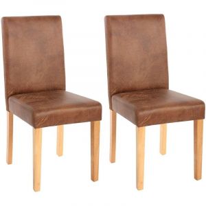 Décoshop26 Lot de 2 chaises de salle à manger simili-cuir marron vieilli pieds clairs CDS04051