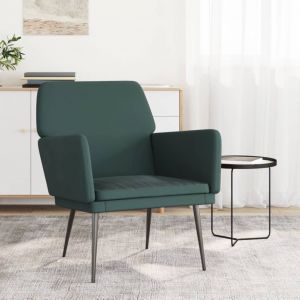 VidaXL Fauteuil Vert foncé 62x79x79 cm Velours Dark green