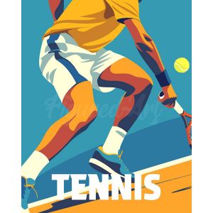 Peinture au num&eacute;ro : Affiche sportive Tennis - toile tendue sur ch&acirc;ssis