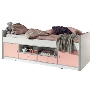 BONNY Lit capitaine enfant sommier non inclus contemporain rose l 90 x L 200 cm