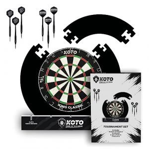 KOTO - Tournament Set Noir Bristle Dartboard Dimensions Officielles Anneau Rotatif 4-Piece Surround