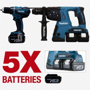 Image de Makita DDF456RF3J / BHR262TRB2 - Perceuse visseuse 18V 3Ah + Perforateur burineur SDS-Plus 36V 3Ah