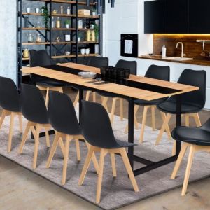 Idmarket Table à manger extensible dover 6-10 personnes bande centrale noire design industriel 160-200 cm - Multicolore