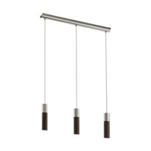 Eglo Suspension VILLORA LED Nickel mat, Brun, 3 lumi&egrave;res - Moderne - Int&eacute;rieur - VILLORA - D&eacute;lai de livraison moyen: 8 &agrave; 12 jours ouvr&eacute;s. Port gratuit France m&eacute;tropolitaine et Belgique d&egrave;s 100 ?.
