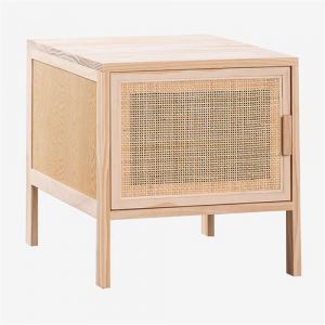 Table de Chevet en Rotin et Bois Reyna Natural Kids SKLUM Marron Bois Naturel 40 cm