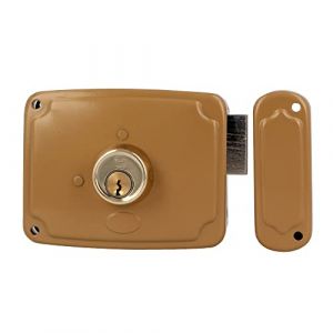 Amig - Verrou de suralimentation droite avec levier de fermeture et languette pour portes en bois Mod. 72PU 120 x 95 mm Loquet avec cylindre rond en acier doré