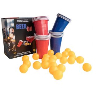 Amscan Jeu à Boire Set Beer Pong avec 24 Gobelets et 24 Boules Plasti