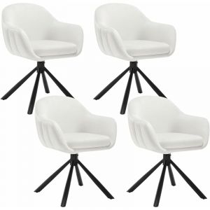 Lot de 4 Chaises Salle à Manger Pivotante à 360° en Velours. Pieds en Métal. Chaise de Cuisine avec Dossier et Accoudoirs. Chaise Ergonomique. Chaise