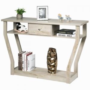 Table Console à Un Tiroir avec Poignées et 3 Compartiments pour Rangement Table d'Appoint Style Moderne Un Bon Choix pour