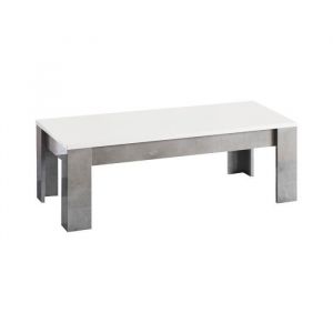CLARK - Table Basse Rectangulaire L126cm Laquée Blanc et Marbre - Altobuy