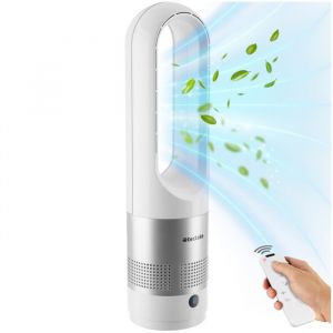 TecTake Tower Fan Polar - Ventilateur de colonne avec t&eacute;l&eacute;commande - 8 vitesses et minuterie - Fonction de rotation &agrave; 80&deg; - Ventilateur silencieux (35-55dB) - Debout avec panneau de contr&ocirc;le LED - 55,5 cm de haut - Refroidisseur d'air - Blanc