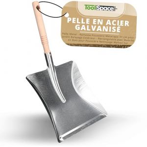Pelle à poussière galvanisée avec manche en bois LUX