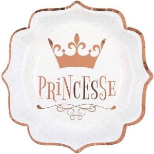 Iette anniversaire princesse blanc et rose gold métallisée (x10) REF/7243 matière carton