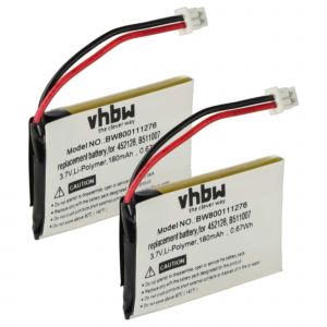 Vhbw 2x Batterie Compatible Avec Plantronics Cs60 Casque Audio, &Eacute;couteurs Sans Fil (180mah, 3,7v, Li-Polym&egrave;re)