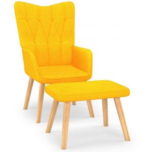 VidaXL Chaise de relaxation tabouret 62x68,5x96cm Jaune moutarde Tissu