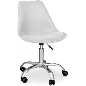 Chaise De Bureau Rembourrée - Avec Roulettes - Tulipe Gris Clair