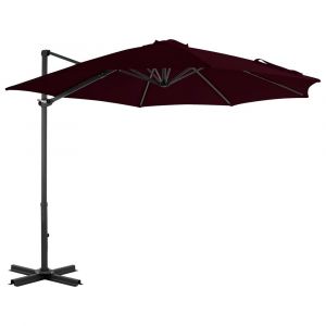 Parasol déporté avec mât en aluminium 300 cm rouge bordeaux 02_0008499