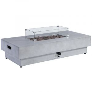 Table bras&eacute;ro rectangulaire au gaz en MGO effet b&eacute;ton &ndash; Foyer carr&eacute; - SEROZA