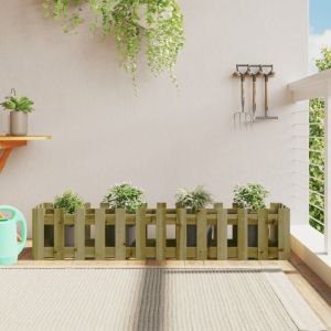 VidaXL Lit surélevé de jardin design de clôture bois de pin imprégné